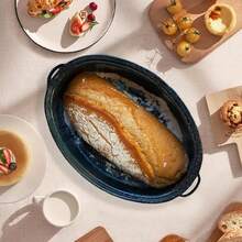 A Single Piece, A Covered Baking Pan, An Enamel Dish With A Granite Bowl, A Turkey Pot, Serving Bowls, Serving Utensils, Perfect For Roasting Turkey, Bread, Beef, And Vegetables, Oven Baking Tray, Oval Shape - 查看 9