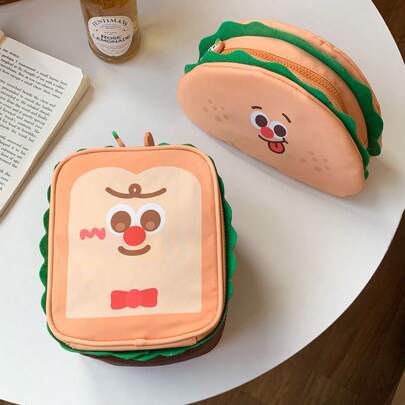 1件装 - 吐司/棉吐司化妆收纳包，多功能大容量化妆包，旅行化妆收纳包，可存放化妆刷、化妆品、日常洗漱用品 - 适合作为送给朋友的生日礼物、送给女朋友的情人节礼物或送给母亲的母亲节礼物。