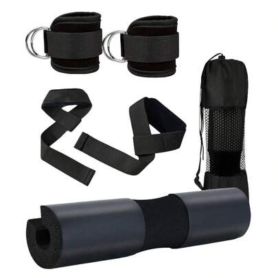 Bộ dụng cụ tập luyện cao cấp gồm dây đeo mắt cá chân, miếng đệm tạ và dây kháng lực - Bộ dụng cụ tập luyện hoàn hảo cho các bài tập squat, đá chân ra sau và tập luyện sức mạnh.