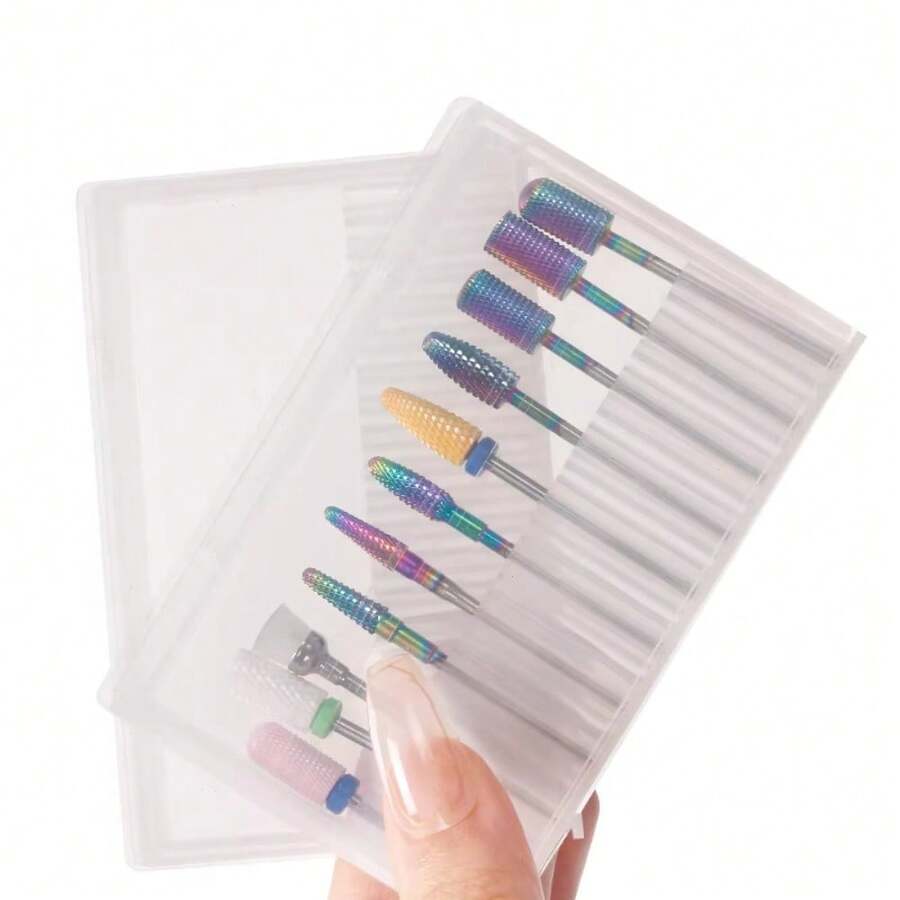 20-Hole Acrylic Nail Drill Bit Storage Box, Blank Manicure Tool Grinding Head Display Stand Holder - Multicolor - View 1