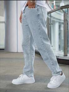 Jeans ajustados y delgados de corte casual para hombres - Adecuados para todas las estaciones - Lavado ligero - Ver 4