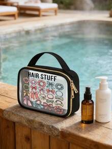 1个PVC拉链密封化妆包，优雅金属拉链，轻便耐用，不易褪色，适合女性和女孩，易于清洁，时尚实用，是旅行、度假、返校、学习用品的必备品。 - 彩色 - 查看 6