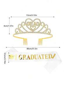 金色毕业皇冠和绶带 - 2025届毕业派对装饰 - 女士毕业皇冠和绶带 - 肩帶 - 查看 2