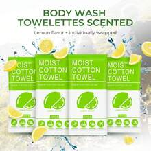 Body Wash Towelettes Scented Lemon Moist Cotton Towel Moist Towelettes Travel Size Individually Wrapped Bulk For Hiking Gym Camping Outdoor Sports (10 Pack) - Màu A - Xem 3
