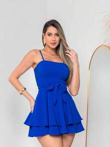 Basic Printed Romper With Padded Cups Duna Premium Sizes P, M, G, And GG - Blue - View 1