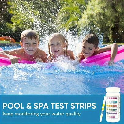 50片/100片装六合一泳池及水疗水质测试条，集精准性、易用性和全面测试于一体，旨在帮助您以最小的努力维持清澈平衡的游泳环境。