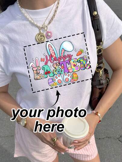 Áo thun thể thao ngắn tay thiết kế theo yêu cầu - Thêm ảnh của riêng bạn (ảnh ngang, huy hiệu, ảnh cặp đôi, ảnh gia đình, ảnh tự chụp, ảnh thú cưng)