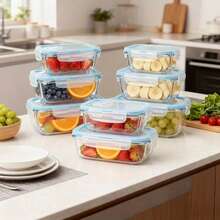 18PCS (8 Lids + 8 Containers + 2 Seasoning Boxes) Airtight Glass Food Storage Gift Set, Lids With Air Holes, Perfect For Meal Prep, Lunch - Airtight Storage | Durable Glass, Ideal For Birthday | Party | Festival Gifts - 彩色 - 查看 7