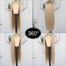 13X6 Platinum White Synthetic Lace Front Wigs 28 Inch Pre Plucked Long Straight Hair Wigs Glueless White Wigs Heat Resistant Fiber Hair Natural Halloween Wigs Platinum Blonde Lace Front Wigs For Women For Daily Christmas Party Cosplay Use - Gold - View 7