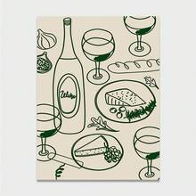 1PC Modern Kitchen Wall Art Poster-Frameless Green Wine And Cheese Canvas Print, Perfect For Home Decor, Art Deco Style, Classic Theme-Ideal For Kitchens, Home Offices, Bathrooms, Living Rooms, And Dining Rooms - Multicolor - View 10
