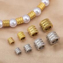 20 piezas de cuentas de malla de acero inoxidable dorado con textura y agujero grande, adecuadas para hacer collares, pulseras y joyería DIY - 20 piezas - Ver 9