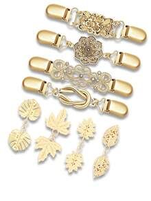 1/8 Pcs Golden Vintage Sweater Cinch Clips To Tighten Dress Pant Waist Retro Shirt Shawl Cardigan Collar Brooch Clips For Women - Gold - New Style - View 21
