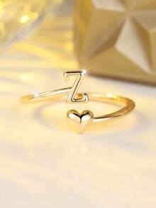 Tsnamer 14K Gold Plated Ring Waterproof Heart Letter Stackable Ring Gift For Women Girlfriend - Ring - View 24
