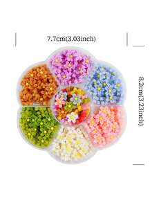1 caja de decoraciones de uñas 3D con flores talladas de colores, accesorios de 8mm para salón de uñas y manualidades DIY para mujeres - Multicolor - Ver 5