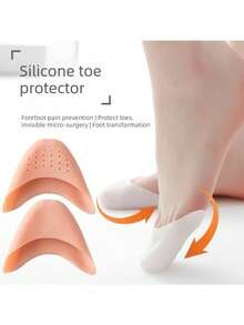 One Pair Of Silicone Toe Protectors, Suitable For High Heels And Ballet Shoes, Providing Soft Cushioning, Friction Protection, And Breathable Forefoot Support. - Apricot - View 1
