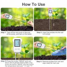Medidor de Humedad del Suelo, Medidor de Humedad de Plantas 3 en 1, Probador de Temperatura y PH, Sensor Higrómetro de Probador de Suelo, Herramienta de Jardinería - A - Ver 3