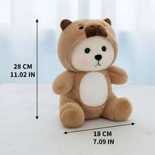 11.02英寸可爱可变形泰迪熊毛绒玩具，帽子可拆卸 - 柔软填充动物玩偶，也可作枕头使用，是青少年、女性和玩偶爱好者的完美生日礼物。 - 彩色 - 查看 8