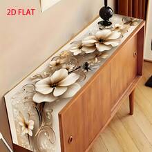 1pc Christmas Table Runner, Holiday Style Polyester Rectangular Table Runner Decorated With Shiny Gold Accents, Bells And Bows, Washable And Durable, Suitable For Dining Table Decor, Perfect For Christmas Dinner Table Decoration, Holiday Party, Winter Dinner, Home And Party Table Decor. - Multicolor - View 3