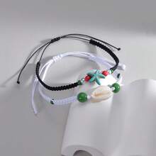 2pcs/Set Summer Bohemian Style Braided Starfish Bracelets, Everyday Wear - Multicolor - View 4