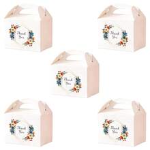 5Pcs Floral Thank You Paper Gift Boxes With Handles – Party Favor Boxes For Wedding, Bridal Shower, Birthday, Candy, Cookies, Small Gifts – Bulk Wholesale - Large Tote Box - View 12