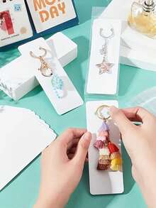 200件/100件/20件組 儲存卡、禮品包裝鑰匙圈與展示卡，適用於珠寶儲存、分類與展示，亦適合小型珠寶大宗包裝、珠寶收藏底座、項鍊展示卡 - 彩色 - 查看 8