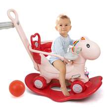 4 In 1 Baby Rocking Horse With Push Handle & Basketball Hoop-Toddler Balance Ride-On, Walker, Scooter, And Balance Board For 1-3 Years, Ocean-Themed Kids Toy, Birthday Gift - Pink - View 1