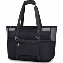 NEWHEY Extra-Large Foldable Waterproof Beach Bag, Handheld Tote Bag, Zippered Handbag, Suitable For Vacation, Swimming Pool, Picnic - Black - Multicolor - View 14