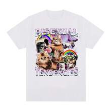 Bisexual Tendency Funny Cat Model T-Shirt 2026 Summer Men's Women's Casual Cotton Fashion Harajuku Oversized T-Shirt Street Y2K - Grey - View 11