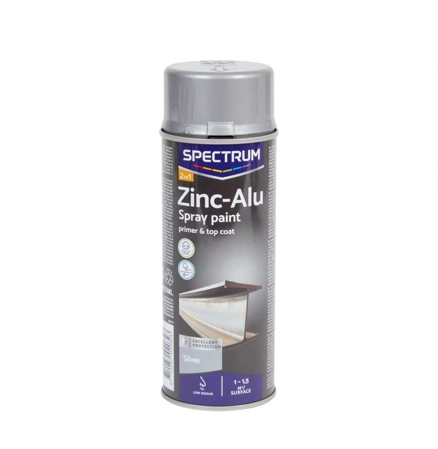 Pintura Spectrum para Escape Spray  Acabado Brillante o Mate | Secado Rápido | Ideal para Madera, Metal, Vidrio, Piedra, Textil Vario Color 400 ML - Plata/Plateado - Ver 1
