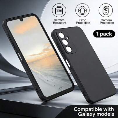 1. 黑色手机壳，适用于所有三星 Ung 系列手机。黑色手机壳，手机保护套，手机壳，简约手机壳，纯色手机壳，TPU 防震手机壳，轻薄手机壳，手机外壳，全面保护，优质产品，防震，防刮擦，防指纹，耐用，防污，易于安装，带镜头保护。