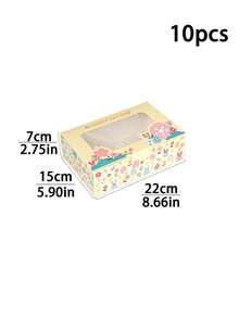 5pcs/10pcs Easter High-Quality Cake Boxes Set With Handle & Window, Rabbit & Egg Print Thick Cardboard Bakery, Cake, Chocolate, Cookie, Party, Birthday, Easter Festival Packaging Boxes, Cupcake Boxes - View 18