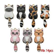 1pack Enamel Cat Charms Alloy Enamel Pendants Cute Animal Pendants Lovely Cute Kitty Charm For Bracelet DIY Necklace Earrings Keychain Dangle Craft Jewelry Making - Multicolor - View 10