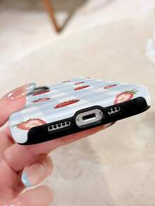 1 件装艺术格纹草莓图案亮面二合一贴膜手机壳，适用于三星/11/12/13/14/15/16/17 Pro Max - 彩色 - 查看 5