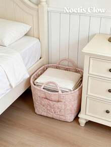 Floral Storage Basket For Home Use, Fabric Tote Bag For Organizing, Large Capacity Miscellaneous Basket, Flower-Patterned Storage Bin, Shelf Baskets Fashionable Large Capacity Foldable Storage Basket | Rural Flower Dirty Clothes Basket For Household Use, Multifunctional For Clothes, Toys, Snacks | Lightweight, Shelf Baskets - 彩色 - 查看 5