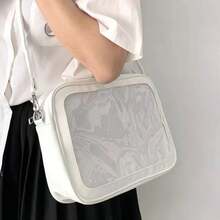 Female Ita Crossbody Bag Womens Transparent Messenger Bag Girls Cute-Lolita Shoulder Bags Teens Fashion Satchels Bag Ins - Màu đen kèm miếng lót - Xem 1