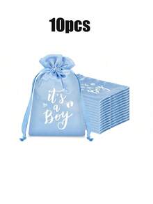 10/20pcs Baby Shower Party Guest Gift Bags, Boy/Girl Satin Drawstring Gift Bags, Gender Reveal Decorations, Baby Shower Party Drawstring Pouches - Multicolor - View 14