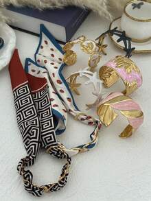 Brazalete de lujo francés con diseño de nicho de esmalte púrpura y blanco con incrustaciones de metal - vistoso - Ver 6