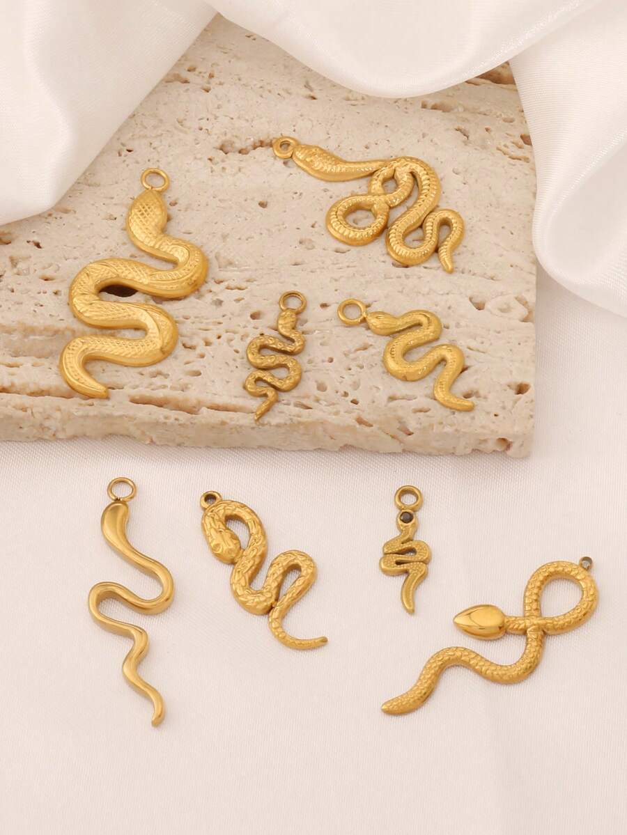 3pcs Stainless Steel Snake Pendant Findings 18K Gold Plated Charms For DIY Jewelry Making Supplies Accessories - Pendants - View 1