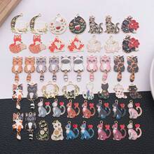 1pack Enamel Cat Charms Alloy Enamel Pendants Cute Animal Pendants Lovely Cute Kitty Charm For Bracelet DIY Necklace Earrings Keychain Dangle Craft Jewelry Making - Multicolor - View 8