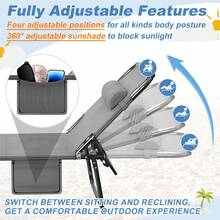 Folding Sun Lounger With Canopy And Side Pocket, 195 X 68 Cm, Weatherproof, Stable Beach Chair With Sun Protection And Adjustable Backrest, Maximum Load 150 Kg - A - View 5