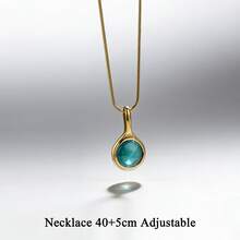 1 chiếc vòng cổ mặt dây chuyền hình mắt mèo bằng thép không gỉ kiểu cổ điển, mạ vàng, phù hợp cho cả ngày thường và dự tiệc. - Vàng - Xem 12