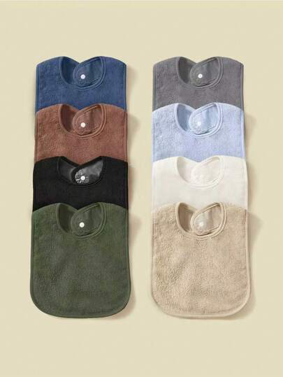 Set de 6 baberos de bebé de doble capa suaves, absorbentes y resistentes al agua (colores aleatorios)