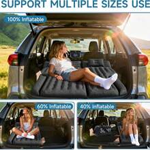 SUV Inflatable Air Mattress, Double-Sided Flocking Travel Camping Bed, Car Sleeping Mattress For Universal SUV With Air Pump 2 Pillows - Black - 查看 5