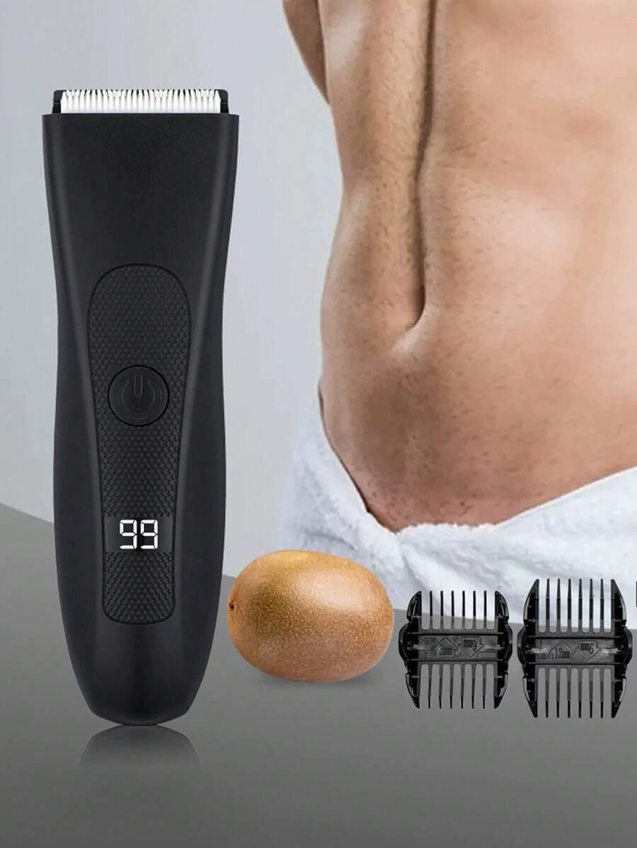 Multi-Purpose Body Hair Trimmer - -Like - With Digital Display, Low Voltage Shaver For Full Body Grooming, Chest, Back, Bikini Line, Sensitive Beige Care, Easy To Use - Black - View 1