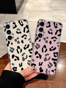 1pc Creative Black & Silver Leopard Print Soft Phone Case, Compatible With Huawei, Honor, Galaxy, Phones,International Version, Not The Domestic Version - Clear - View 2