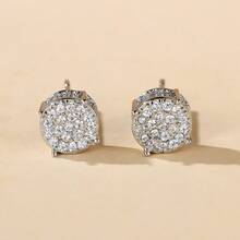 2pcs Women's Full Zirconia Stud Earrings, Suitable For Couples - Earring - View 4