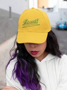 Embroidered Cap Brazil Urban Look Unisex Adjustable For Daily Use Gym Soccer World Cup Carnival Beach - Yellow - View 2