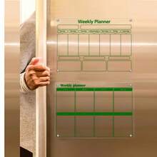 1 pieza Calendario magnético transparente para refrigerador (incluye 6 bolígrafos magnéticos para pizarra blanca), Pizarra acrílica transparente, Tablero magnético para refrigerador con calendario semanal, Pizarra acrílica reutilizable para planificación de comidas - Multicolor - Ver 5