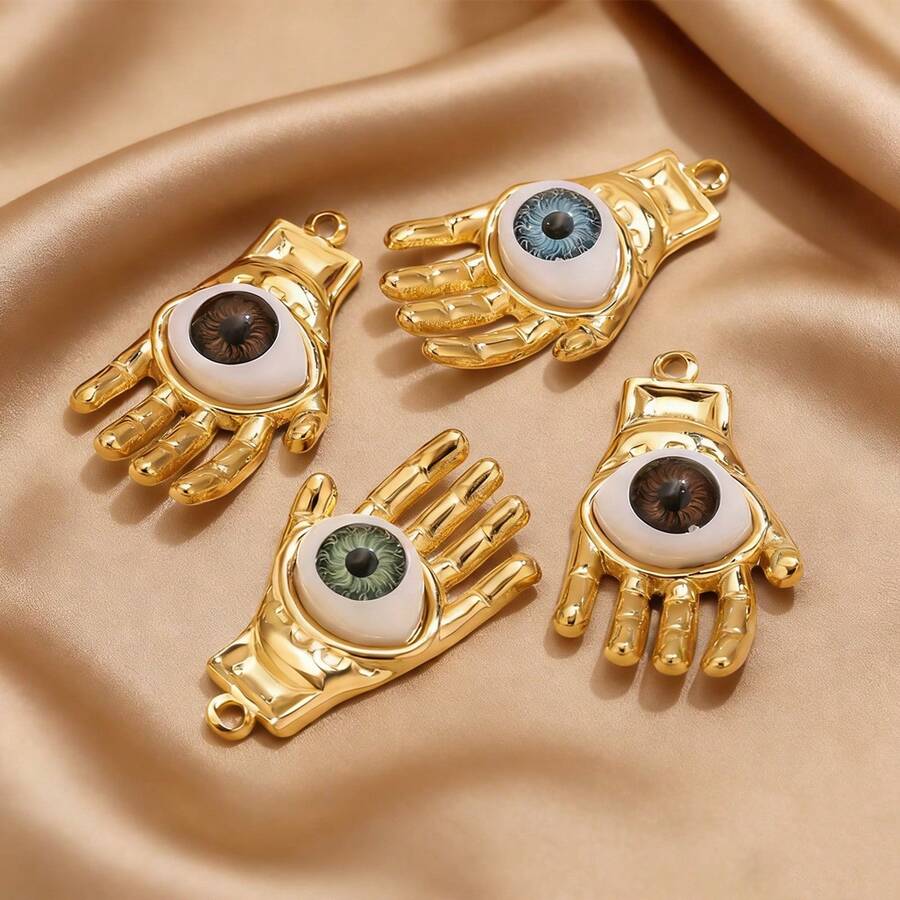 1pc Stainless Steel Fashion Charm Palm Pendant Necklace Earring DIY Jewelry Making Kit Suitable For Women's Wear Gift - palm pendant - View 1