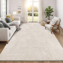 Pauwer Washable Area Rugs For Living Room Modern Beige Solid Color Soft Fluffy Rugs For Bedroom Non Slip Boho Accent Indoor Mat Floor Carpet Cover For Kids Room Dining Room Kitchen Office, Beige - 米色 - 查看 9